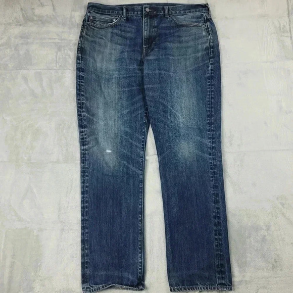 J. Crew Other - J Crew 770 Jeans Mens 38x32 Kaihara Japanese Denim Slim Straight Distressed